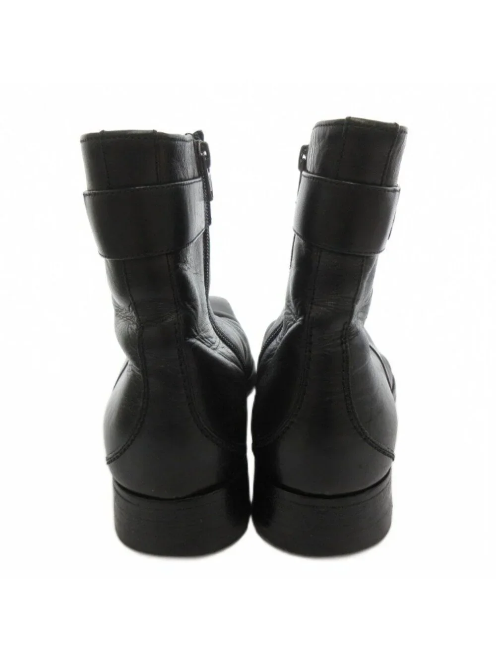 Gucci Short Boots GG Side Zip Leather 41.5 Black